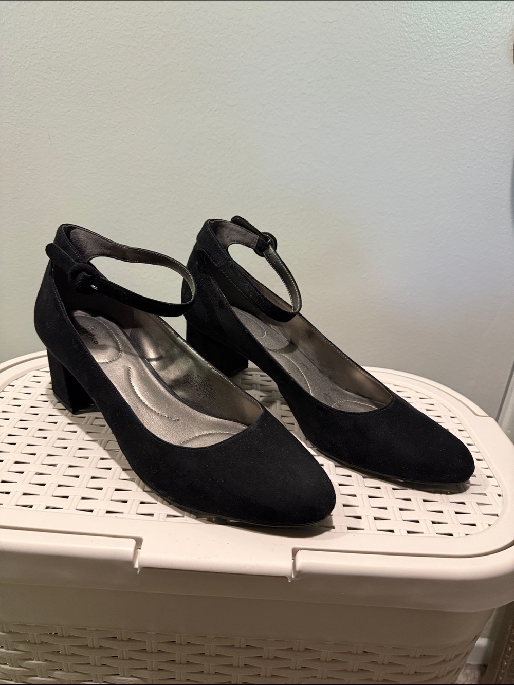 Bandolino Classic Black Ankle-Strap Block Heel Pumps